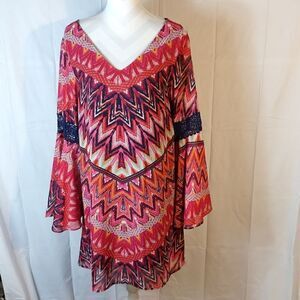 Rock 47 Aztec Statement Sleeves Mini Dress
